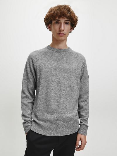 Calvin Klein Ruhák HU466959 | Calvin Klein Soft Wool Stretch Férfi Pulóver Szürke